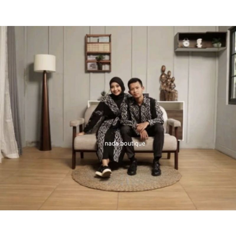 READY STOK SET COUPLE TENUN BAJU KONDANGAN CLARA DRESS BLACK