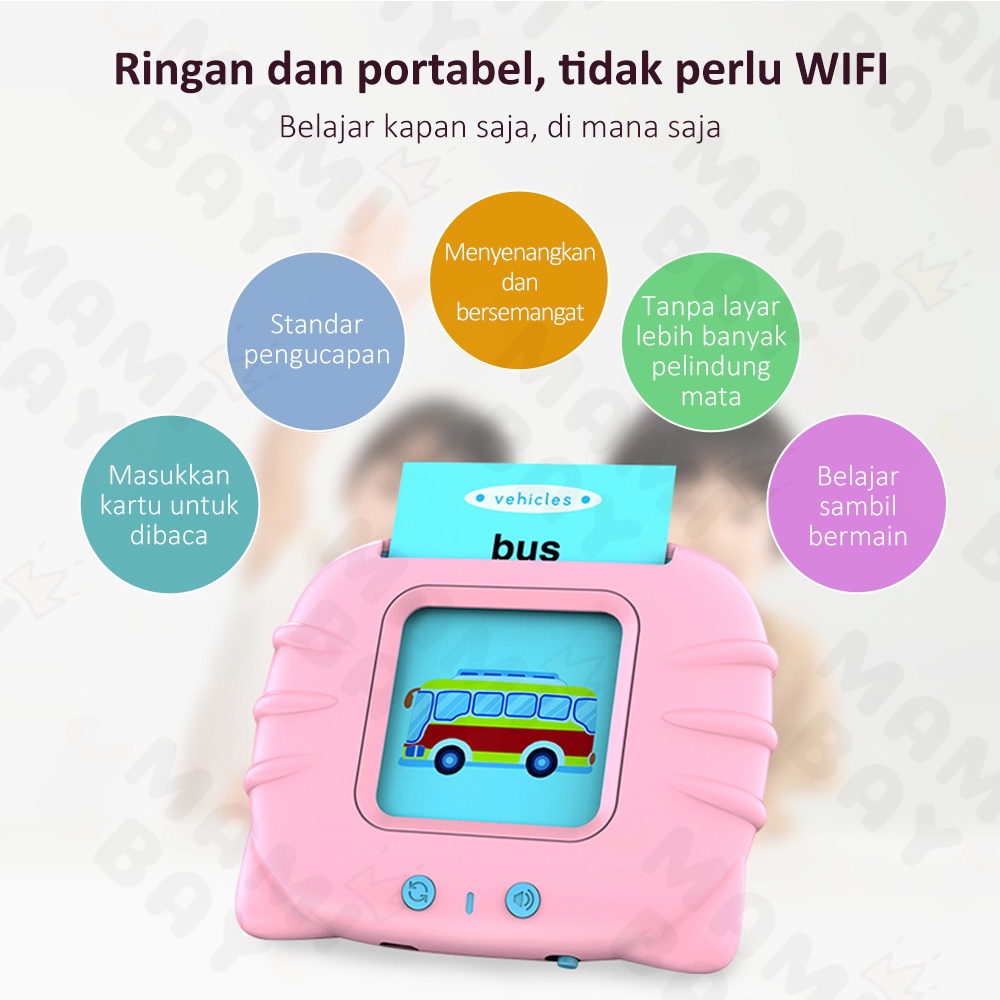 Mamibayi Mainan Edukasi Flash Card Anak Card Early Education Bersuara Alat Bantu pengenalan kosakata