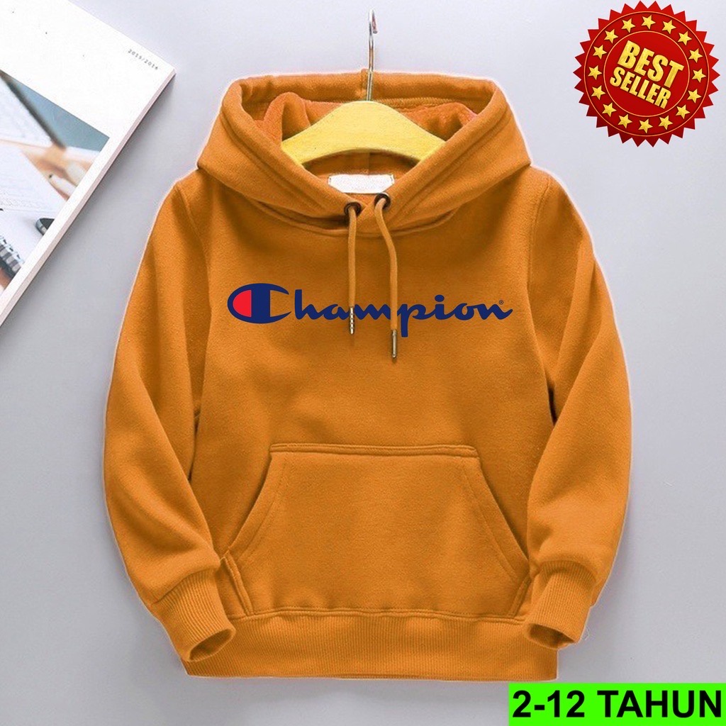 Jumper Hoodie Anak  Champ II Jaket Hoodie Anak Viral Bahan Fleece Sz M - XL ( Laki Laki &amp; Peremepuan )