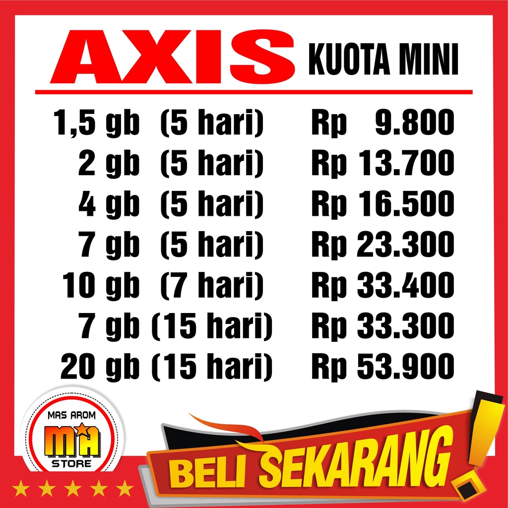 Axis Mini Paket Data Kuota Inject Internet All Jaringan Proses Cepat