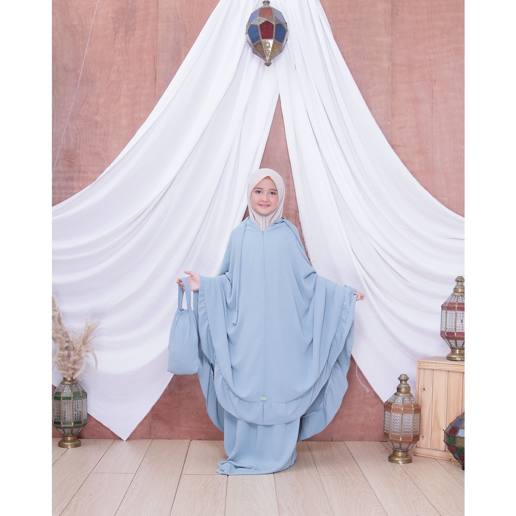 Mukena anak cipung 2in1 airflow cringkle kisaran 5,6,7,8,9,10,11,12,1,3,14 tahun