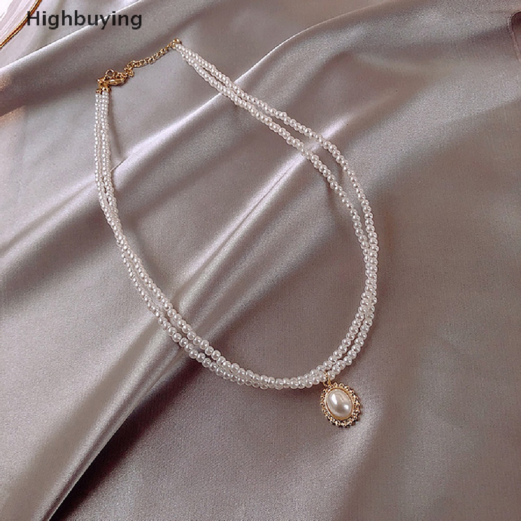 Hbid Kalung Liontin Kerah Mutiara Double Layer Elegan Perhiasan Wanita Choker Glory