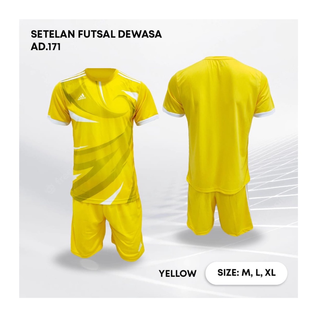 Kaos futsal pria AD171 setelan baju celana sepakbola jersey wanita dewasa t-shirt outfit seragam jarsey kostum olahraga pakaian apparel sport jersy jogging gym tenis hiking casual jersi print custom suit kuning