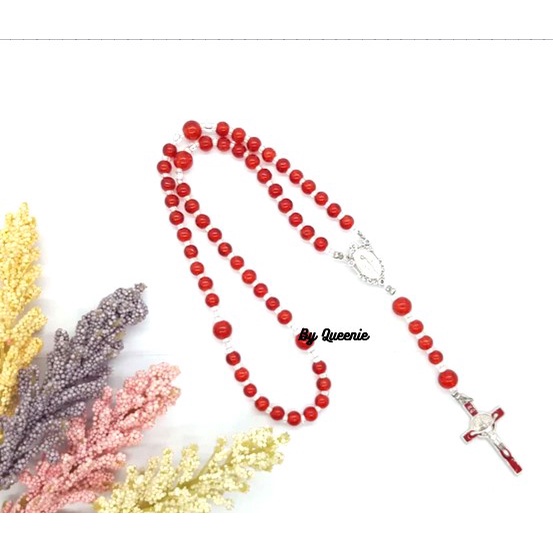 Ready Rosario Beads Merah Batu Merah / Ready Red Rosary  (suit for gift/cocok untuk kado)