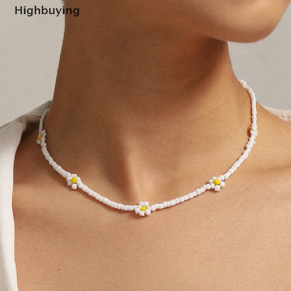 Hbid Bohemian Bead Flower Choker Kalung Kerah Klavikula Rantai Kalung Perhiasan Hadiah Glory