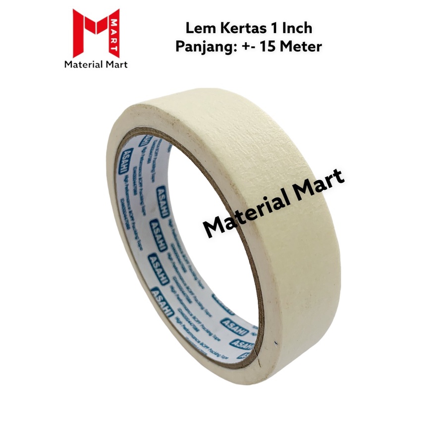 Lakban Kertas 1 Inch x 15 Meter | Lem Kertas 1" x 15M | Isolasi Kertas | Material Mart
