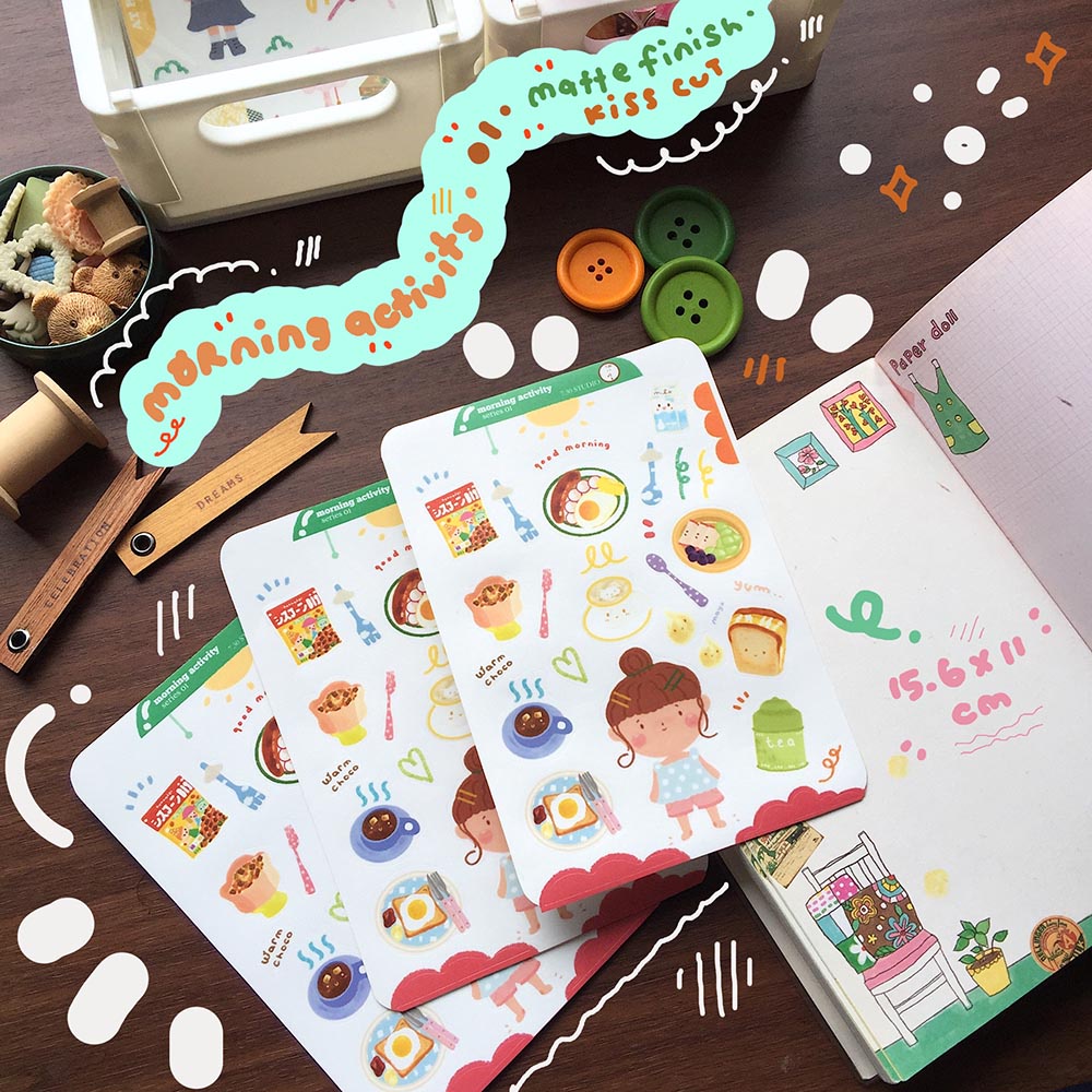 

Morning Actvity series 01 - sticker sheet - planner sticker
