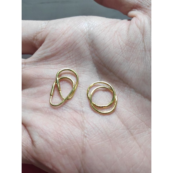 Anting bulat & pacet utk dewasa & anak/bayi mas emas 24 asli, Kadar 92% 0.5 gr, 1 gram 24k karat k a