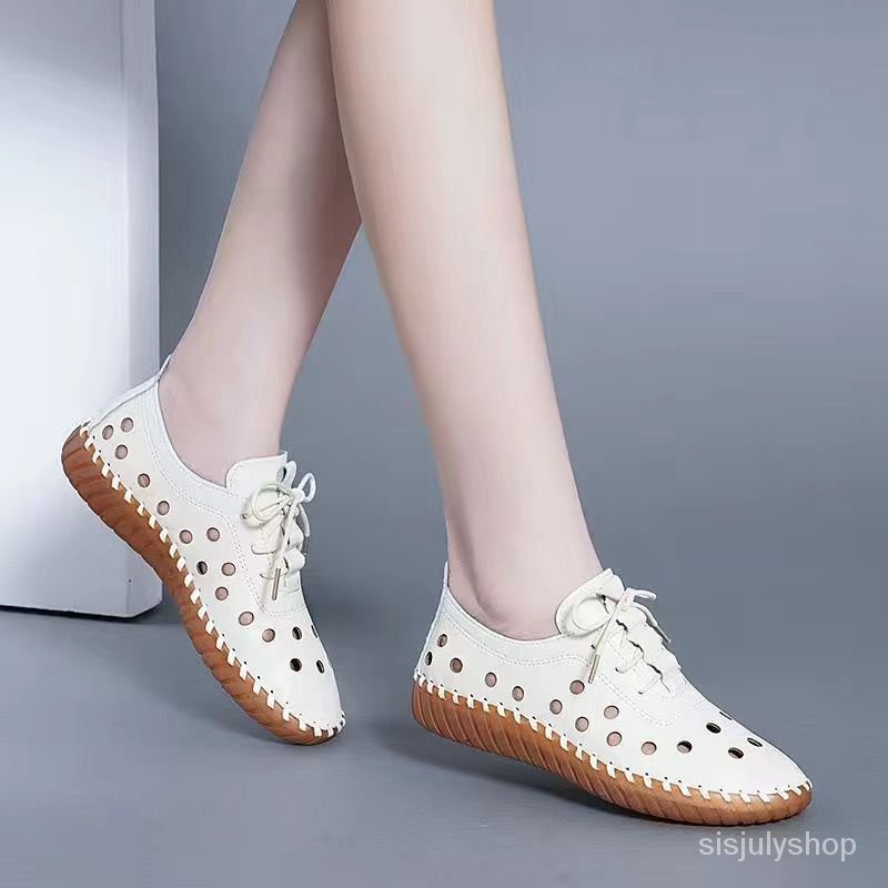 #Sisjuly# Sepatu berongga kulit lembut wanita sepatu gua baru sepatu wanita sandal sepatu datar sepa