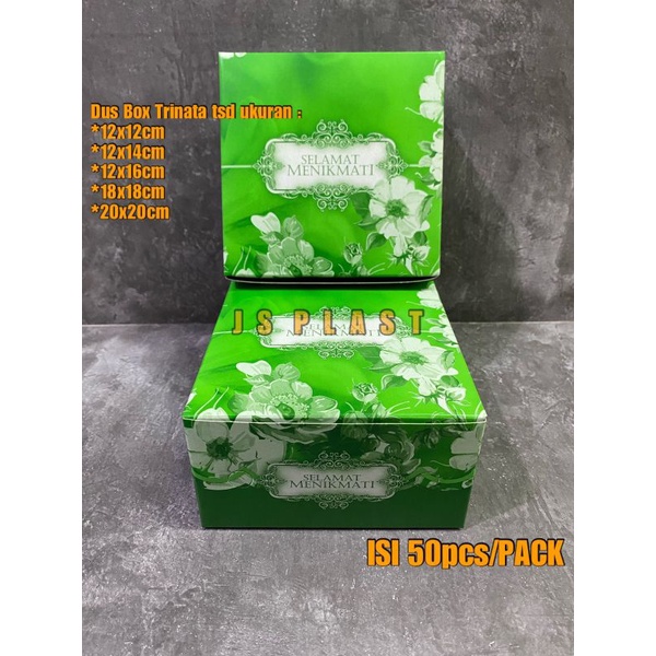 

(ISI 50PCS) Dus Snack Gs Bermotif 12x12 12x14 12x16 / Snack Box Motif Warna Hijau Trinata
