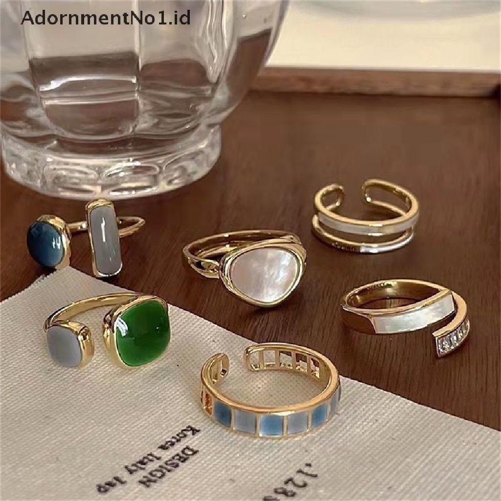 [AdornmentNo1] Retro Romantis Cocok Drop Glaze Warna Emas Terbuka Cincin Wanita Pesta Fashion Perhiasan [ID]