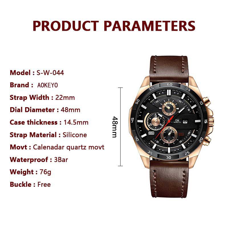Jam Tangan Pria Kulit Anti Air Original Aokeyo 216
