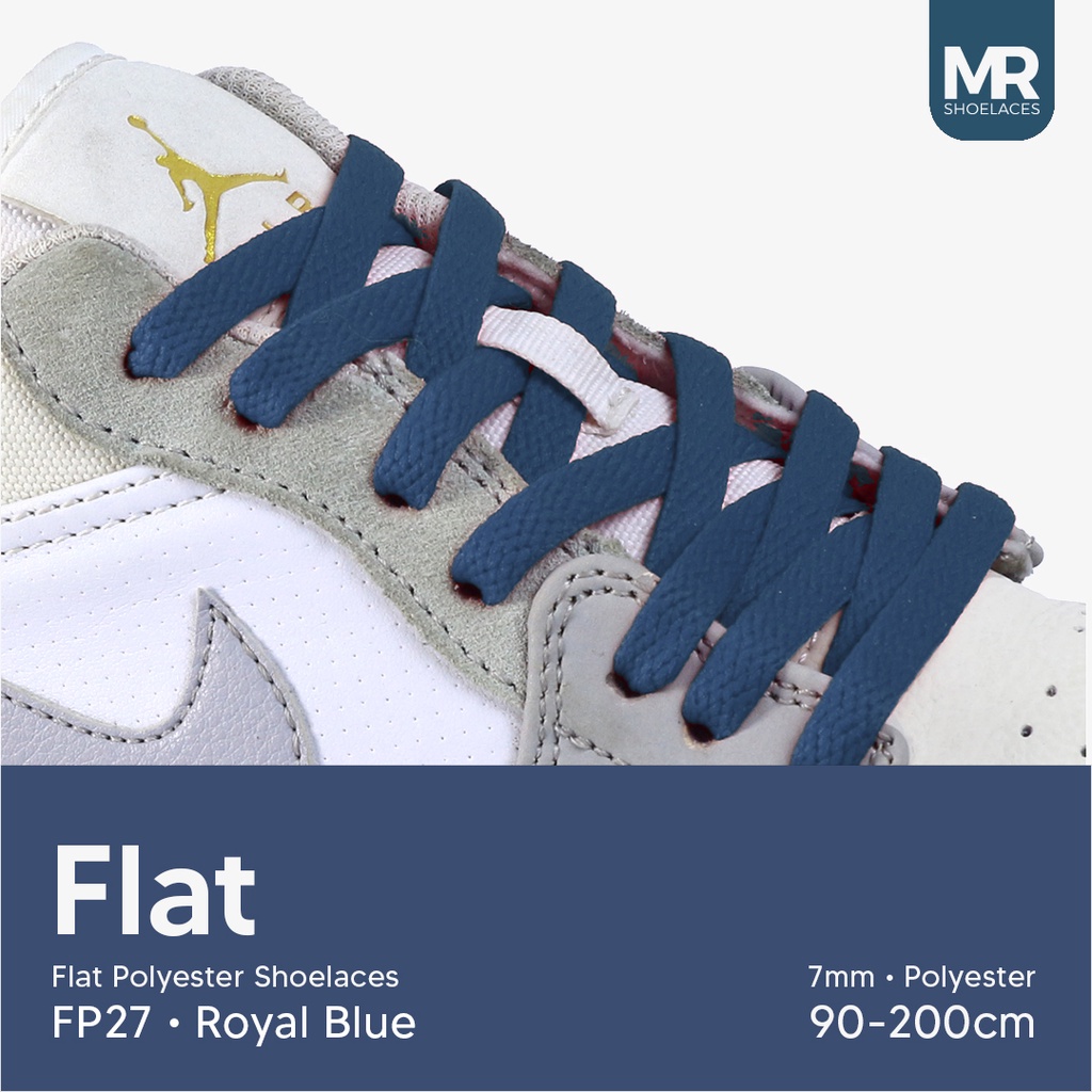 ORIGINAL MR Shoelaces FP27 Royal Blue Tali Sepatu Pipih Flat 7mm 90cm 100cm 120cm 130cm 140cm 150cm 180cm 200cm