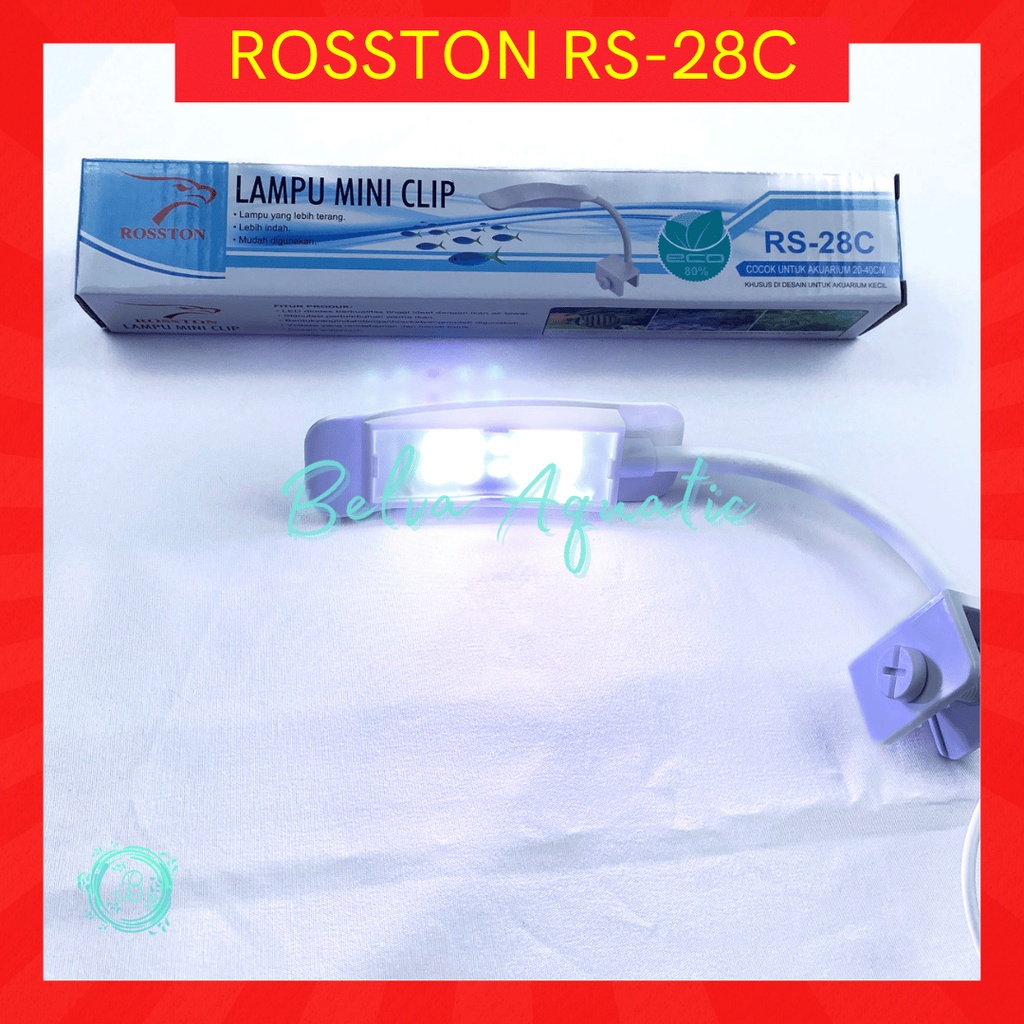 ROSSTON RS 28C 5W Putih Biru Lampu Jepit Mini Tank 20-40cm LED Mini Clip Aquarium Aquascape RS28C