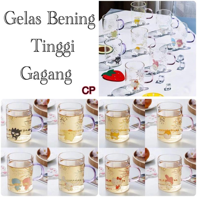 Gelas kaca bening / cangkir kaca bening karalter