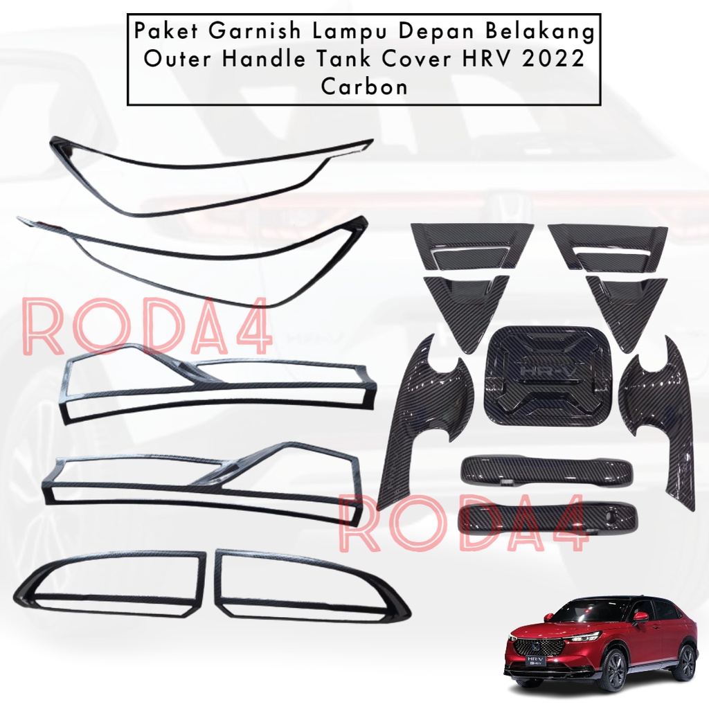 Paket Garnish HRV 2022 Lampu Depan Belakang Mobil Hr-v 2023 Chrome Carbon Blacktivo