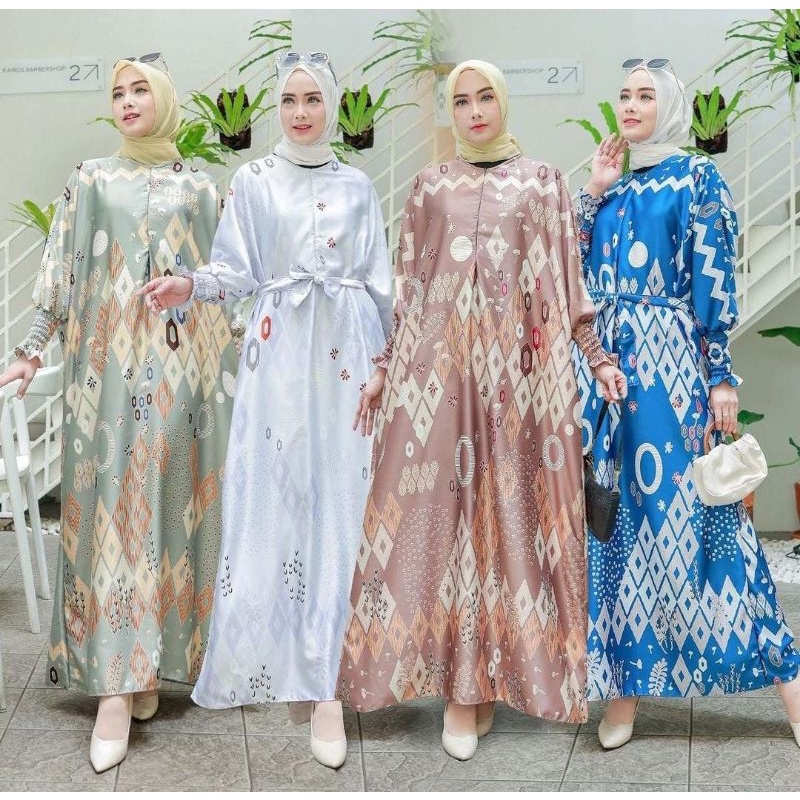 GAMIS KAFTAN MAXMARA SILKY // KAFTAN BUSUI // GAMIS JUMBO MOTIF ZIGZAG