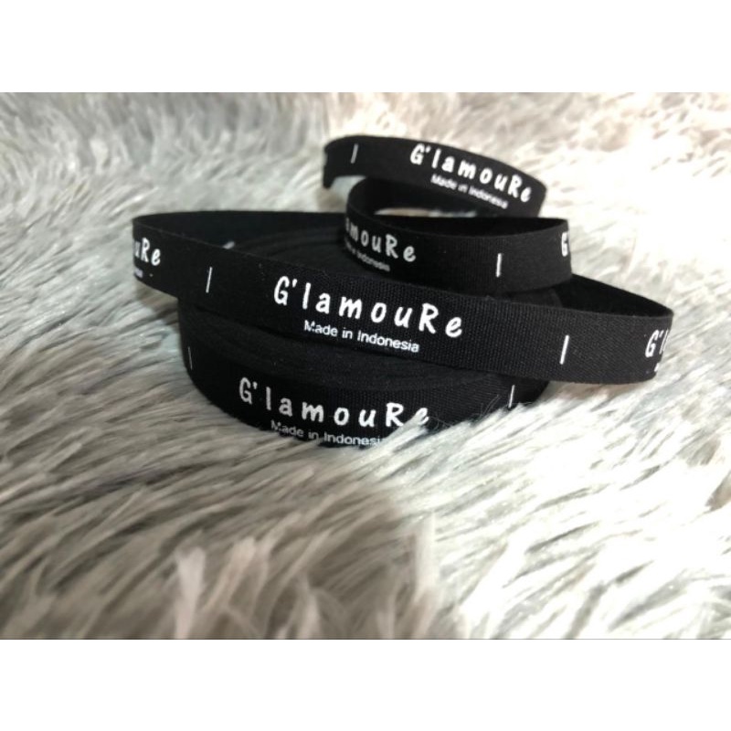 

label katun hitam lebar 1,3 cm 3roll