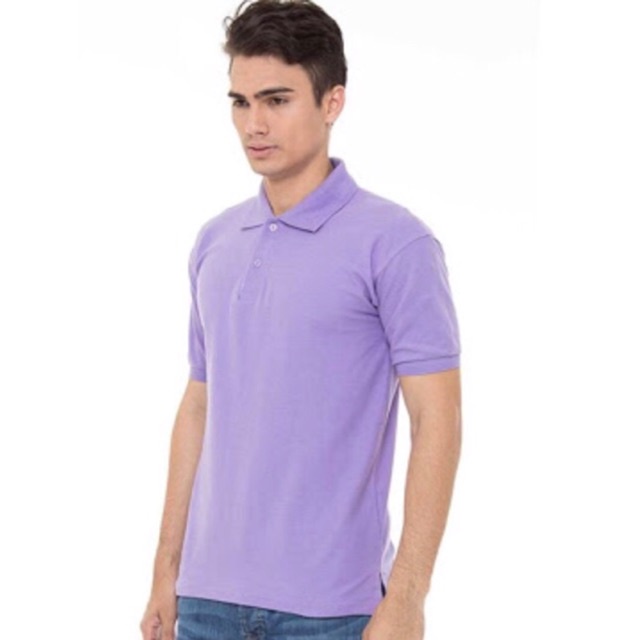 Kaos Polo Shirt Tshirt Baju Kerah Distro Ungu Muda Lilac purple polos custom indonesia pria wanita u