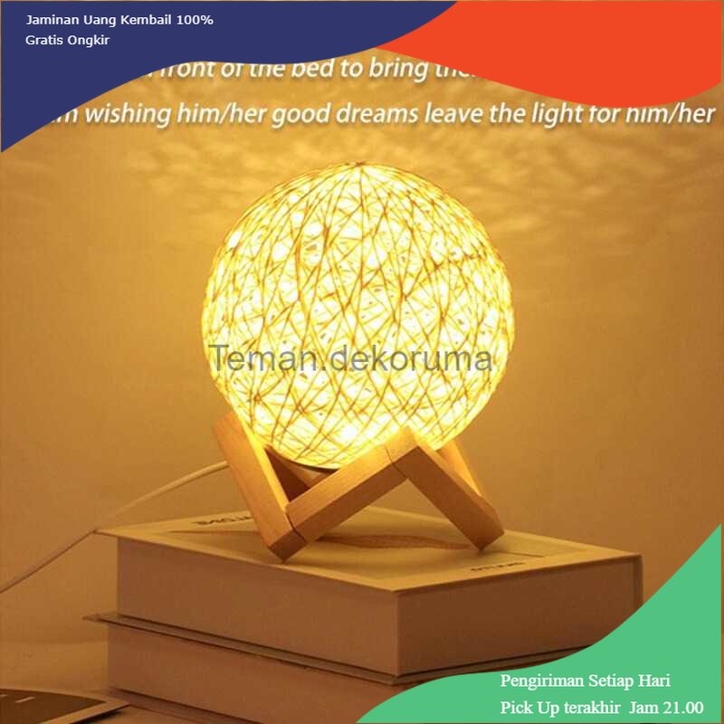 TD - LMP Ahomeone Lampu Tidur Bola 3D Night Light Warm White Rechargeable 20cm - OU13