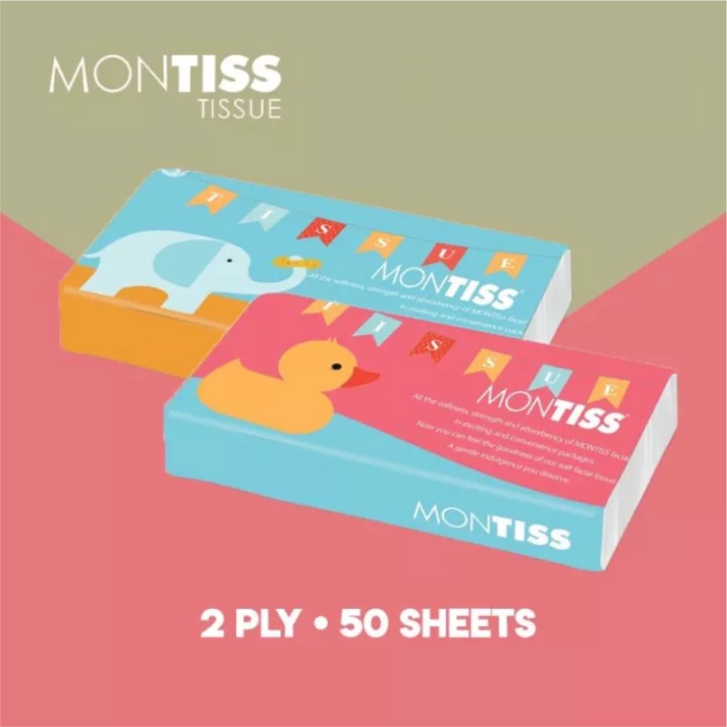 Tissue Montiss Wajah 2Ply Lembut Serbaguna 50 Sheet