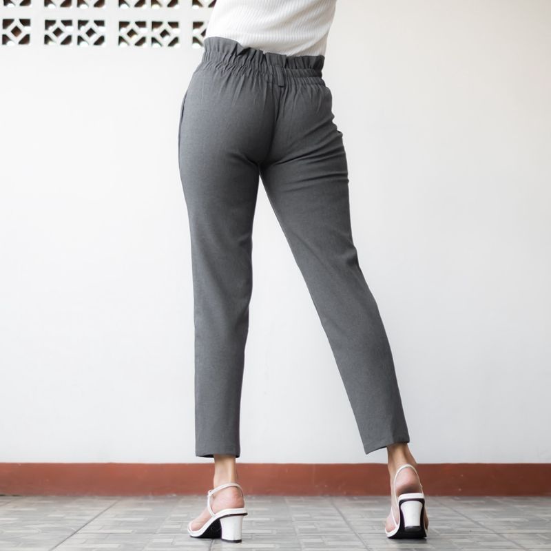 Celana Kantor Highwaist Pinggang Rempel Sleting Depan - Celana Chinos Wanita AERUM PANTS