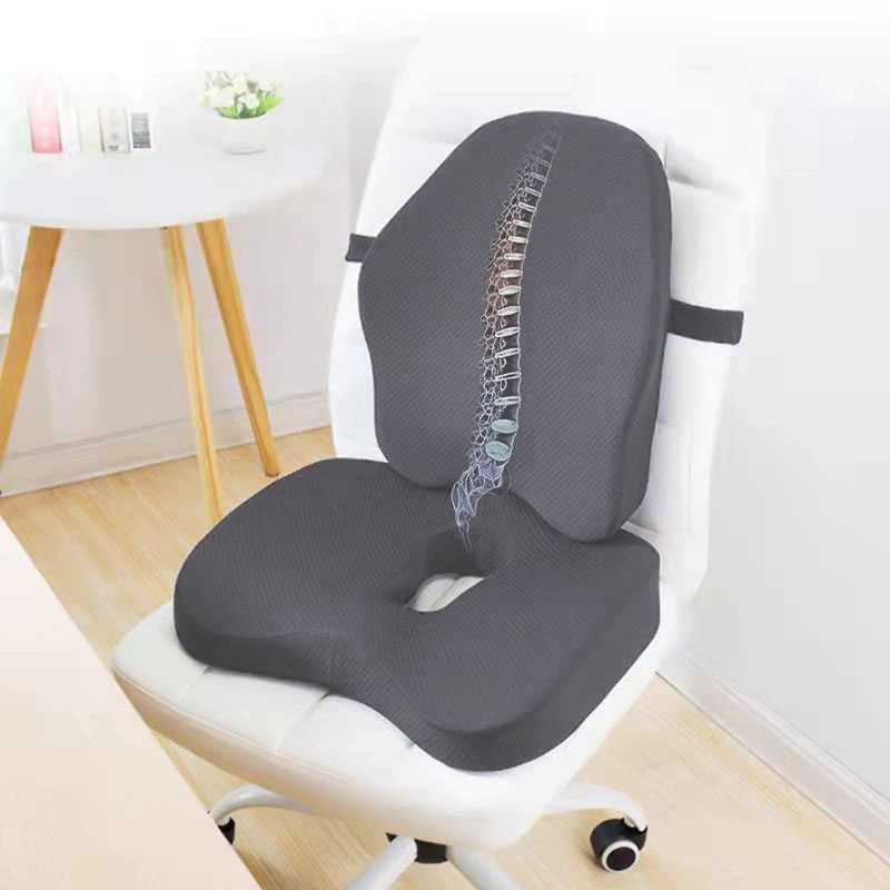 Zhimengren Bantal 2in1 Alas Punggung Duduk Kursi Orthopedic Lumbar - DTZ01 memory foam empuk nyaman busa kapas memori