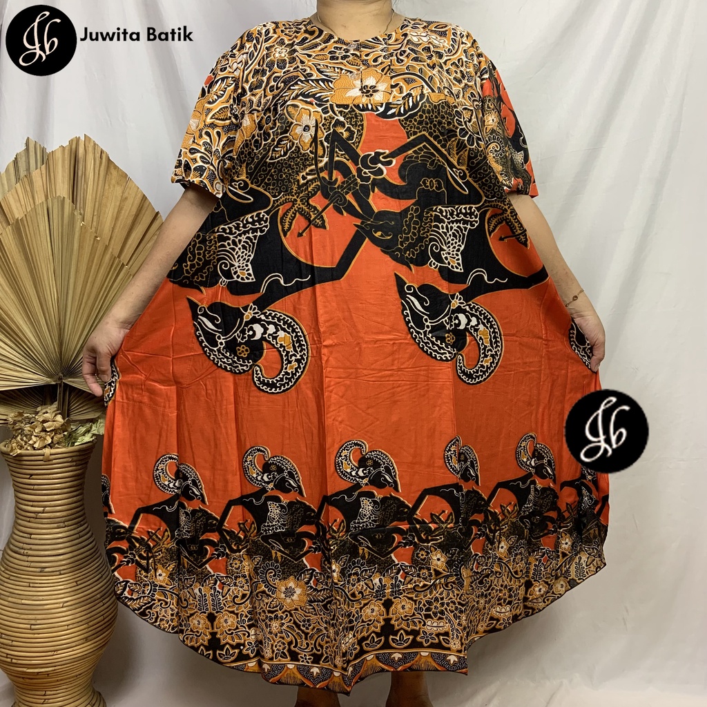 Juwita Batik - Daster Payung Jumbo LD 130 3XL Model Busui Kancing Dada Motif Wayang Seri Warna Busui Friendly Murah Meriah