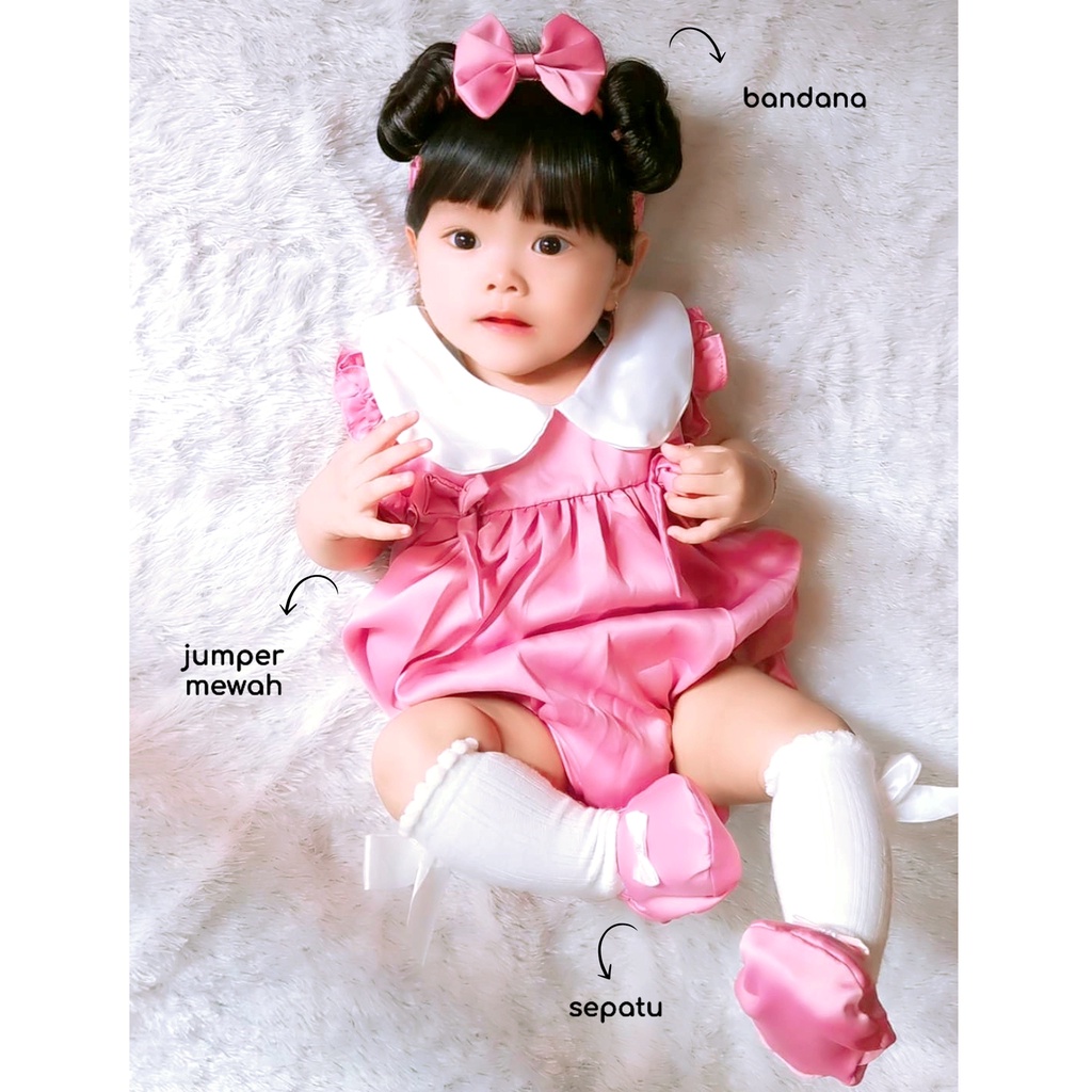 MELODY jumper premium katun jepang jumper bayi set jumper anak grosir baju bayi grosir baju anak babeebabyshop / BELSIE / CECIL / ISABEL / NOLA velvet ribbon DOMINIKA SQUARE aurora rea