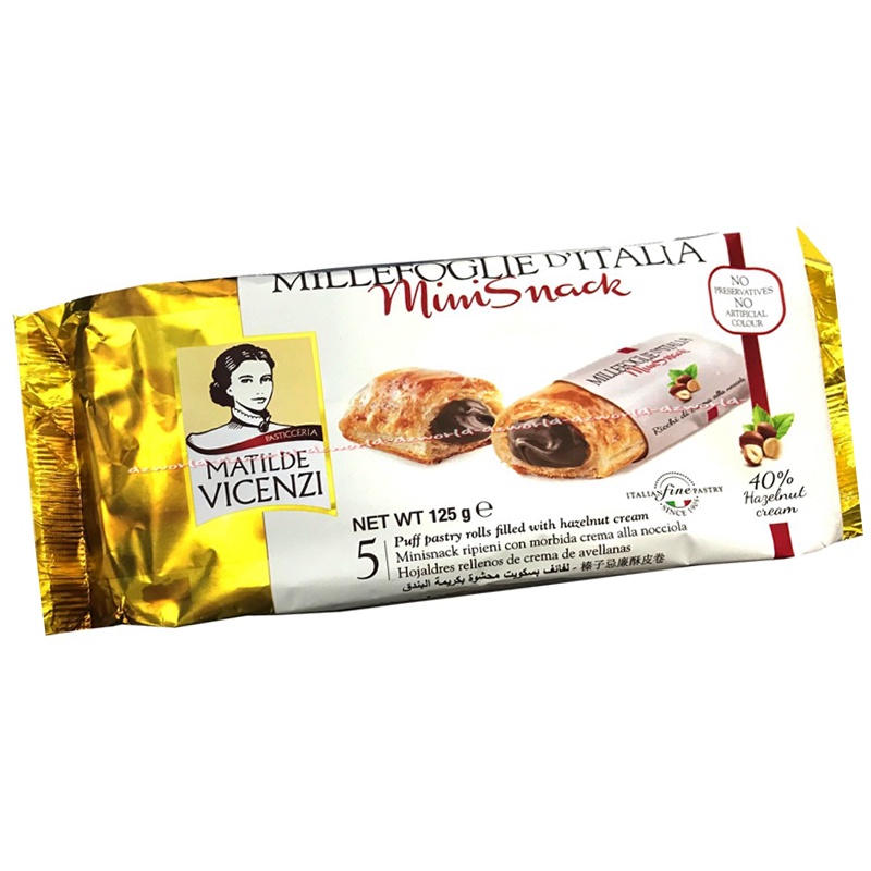 Millefoglie 12 gr Cemilan Berisi 5 buah Puff Pastry Dengan isi Krim Hazelnut Yang Enak Milefoglie Snack