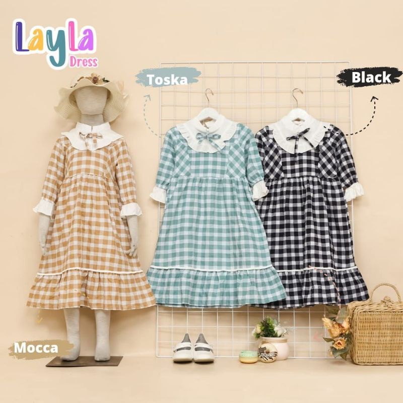 Layla Dress Anak/ Gamis Kids Motif Kotak-kotak Umma Daily