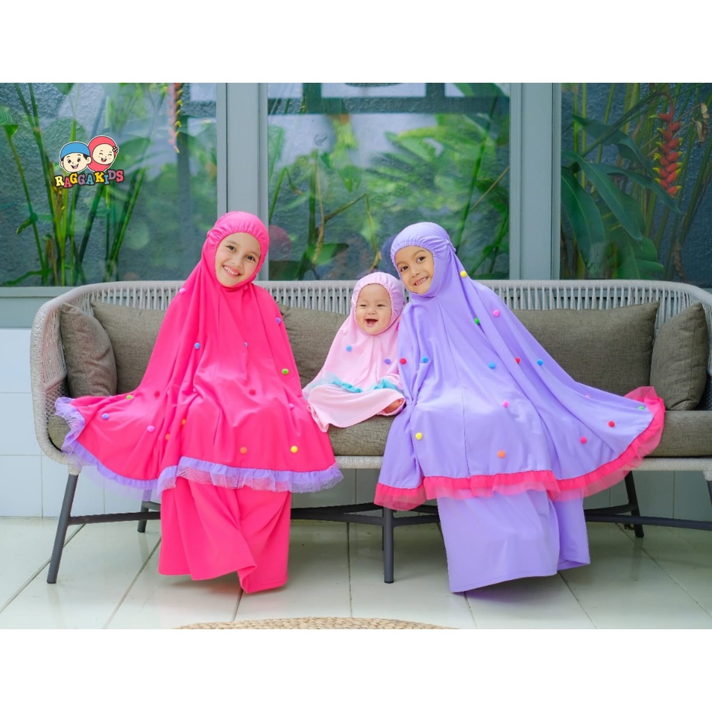 Mukena Bahan Kaos Lolipop By Raggakids/Mukena Anak Lucu (Free Tas & Sajadah)