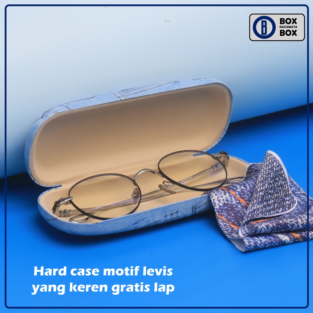 Box / Tempat Kacamata Hard Case Free Lap Motif Jeans Abstrak Cepuk Magnet / Tempat Kacamata Frame New CC6