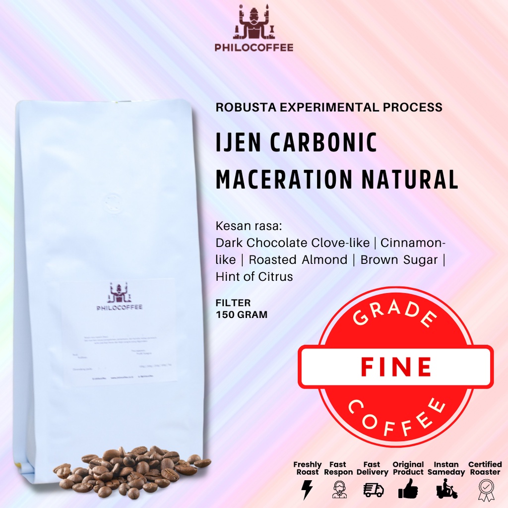 

Biji Kopi Robusta Ijen Carbonic Maceration Natural 150g | Ijen Lestari