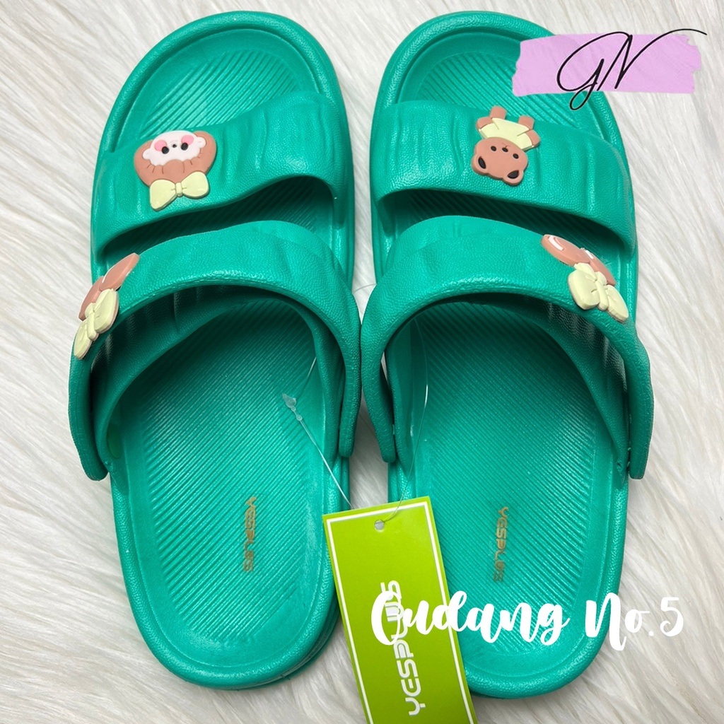 GN-7070  Sandal Selop Jelly Tali Dua Wanita Motif Cartoon Import Yesplus PCU