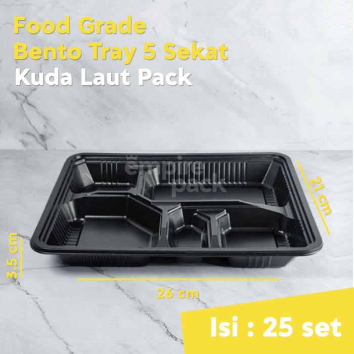 BENTO BOX 5 SEKAT JUMBO / TRAY BENTO BESAR / MIKA BENTO / ISI 25 SET