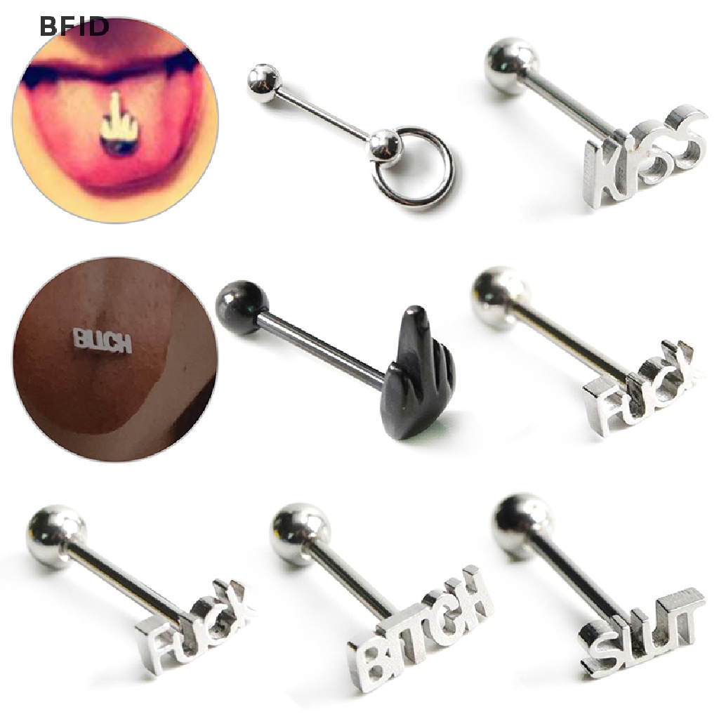 [BFID] Punk Stainless Steel Finger Kiss Tongue Rings Perhiasan Cincin Barbel Tubuh [ID]