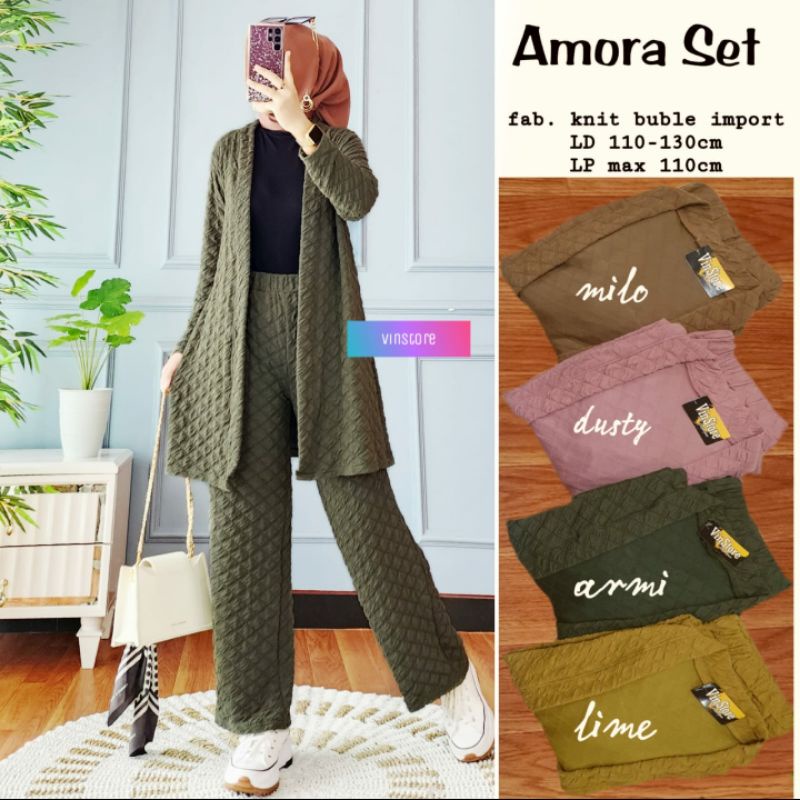 Amora Set / Cardy Set / Setelan Cardi Outer / One Set Murah BKK