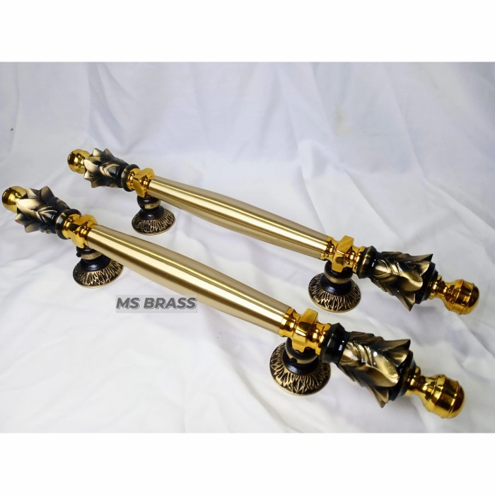 Handle pintu gagang pintu rumah kuningan baut tembus motif nanas 45 cm