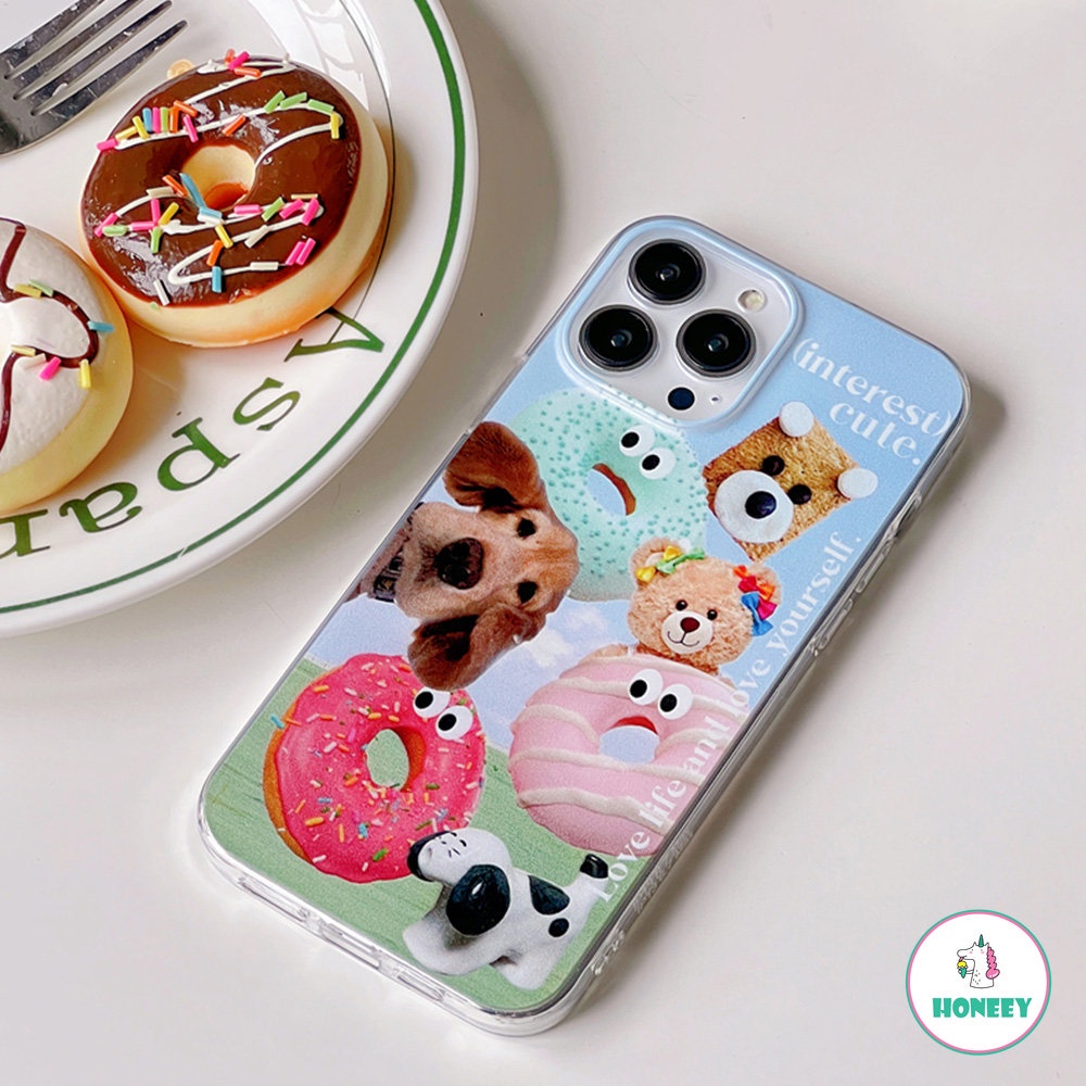 Soft Case Tahan Air Motif Anjing Beruang Doughnut Untuk IPhone 14 13 12 11 Pro Max XR X XS