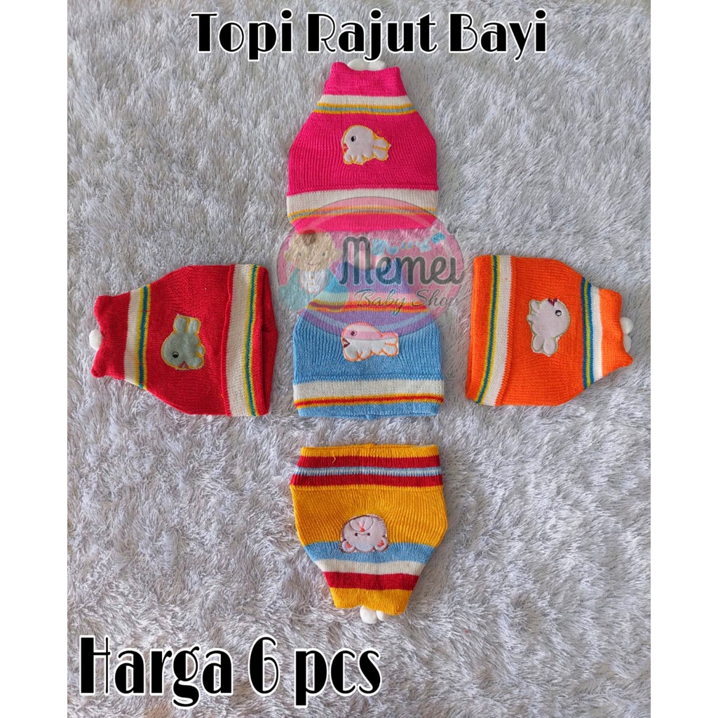 1/2 LUSIN (6 pcs) Topi bayi rajut harga grosir TERMURAH