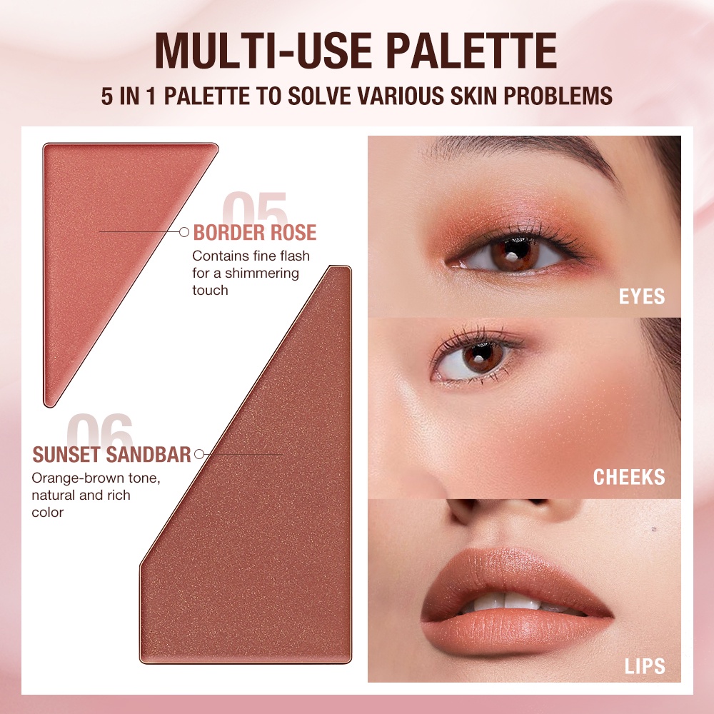 O.TWO.O 6 Shades Face Pallete Shadow + Concealer + Blush Palette Multi-use Makeup Cream For Face Eye Lips Cosmetics