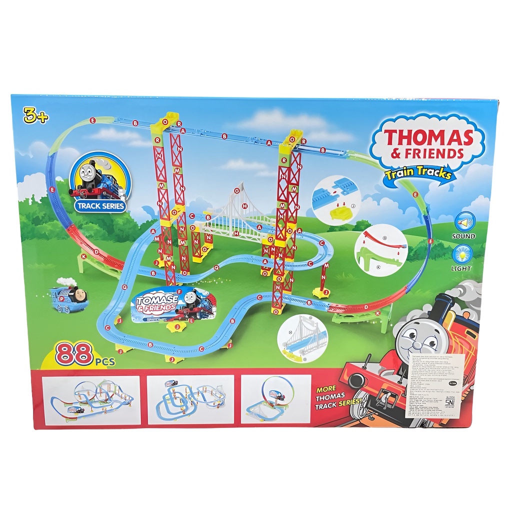 88pcs Train &amp; Thomas Roller Coaster | Kereta Api Mainan Anak | Kado Ultah Anak Laki Laki Usi 2-3-4-5-6 Tahun | Mainan Seru Untuk Keluarga