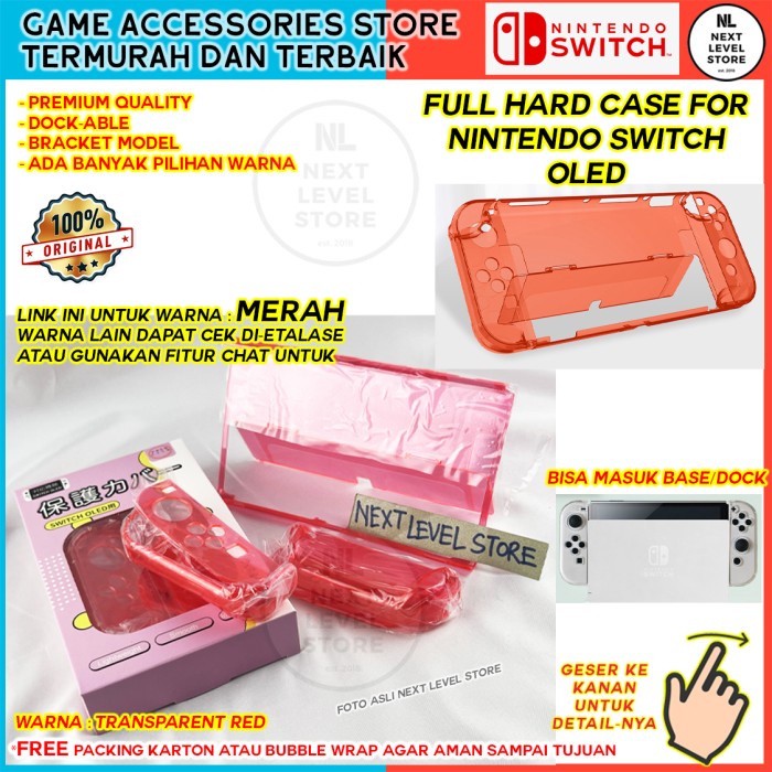 Transparent Red - Full Hard Crystal Case Nintendo Switch OLED Akitomo