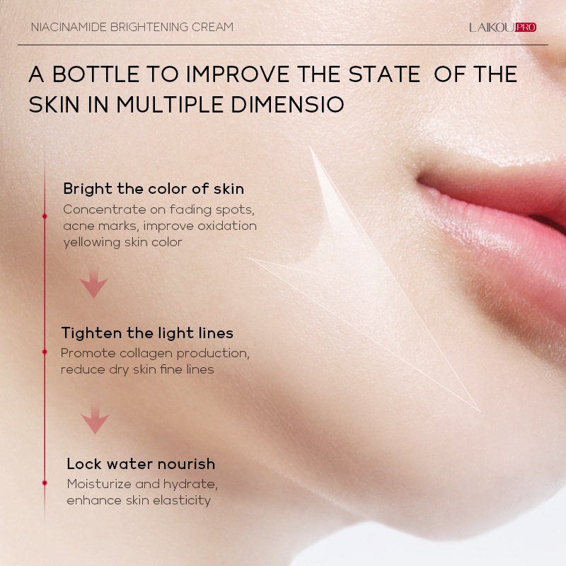LAIKOU 99.6% Niacinamide Brightening Face Cream Memudarkan Garis-Garis Halus Melembapkan Kulit Bersinar 30g
