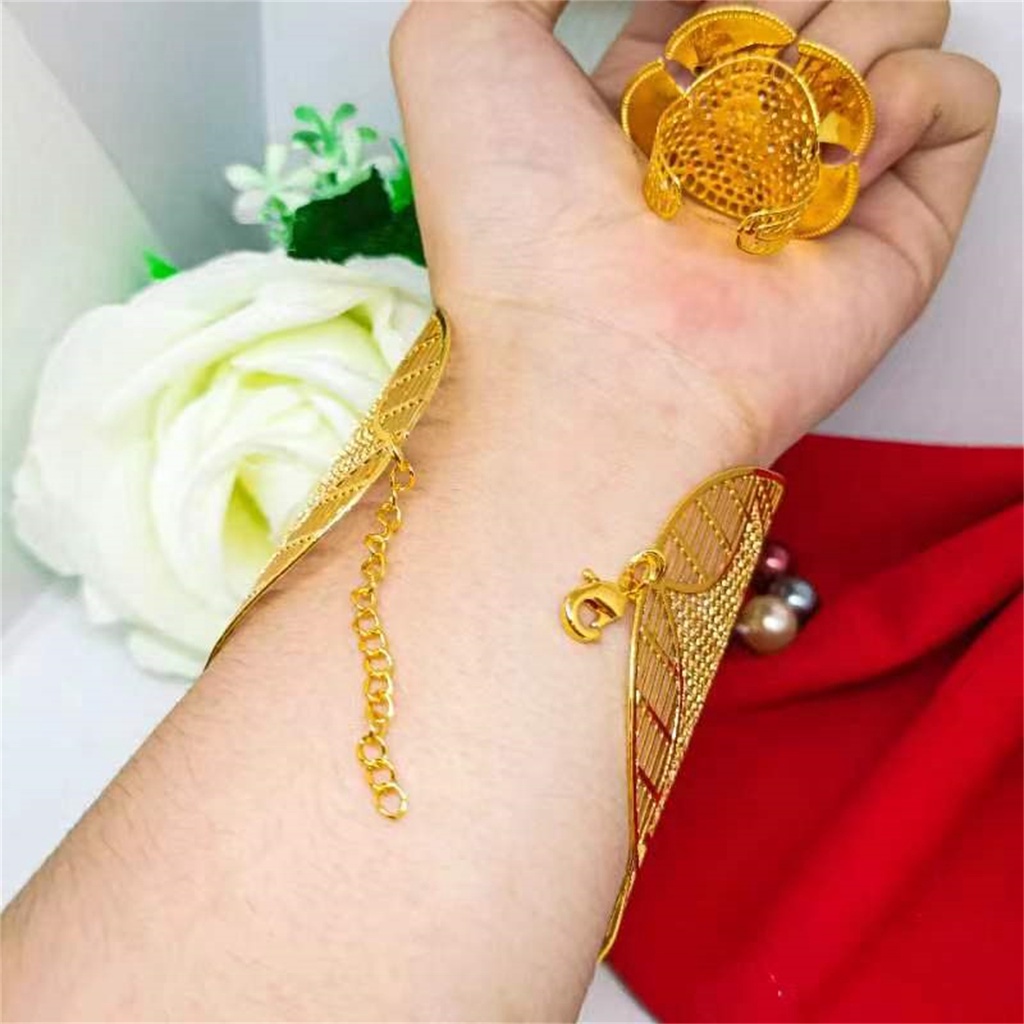 Gelang Tangan Xuping Gelang kendari Terbaru Dubai Perhiasan lapis Emas 24k Wanita Motif Bangle