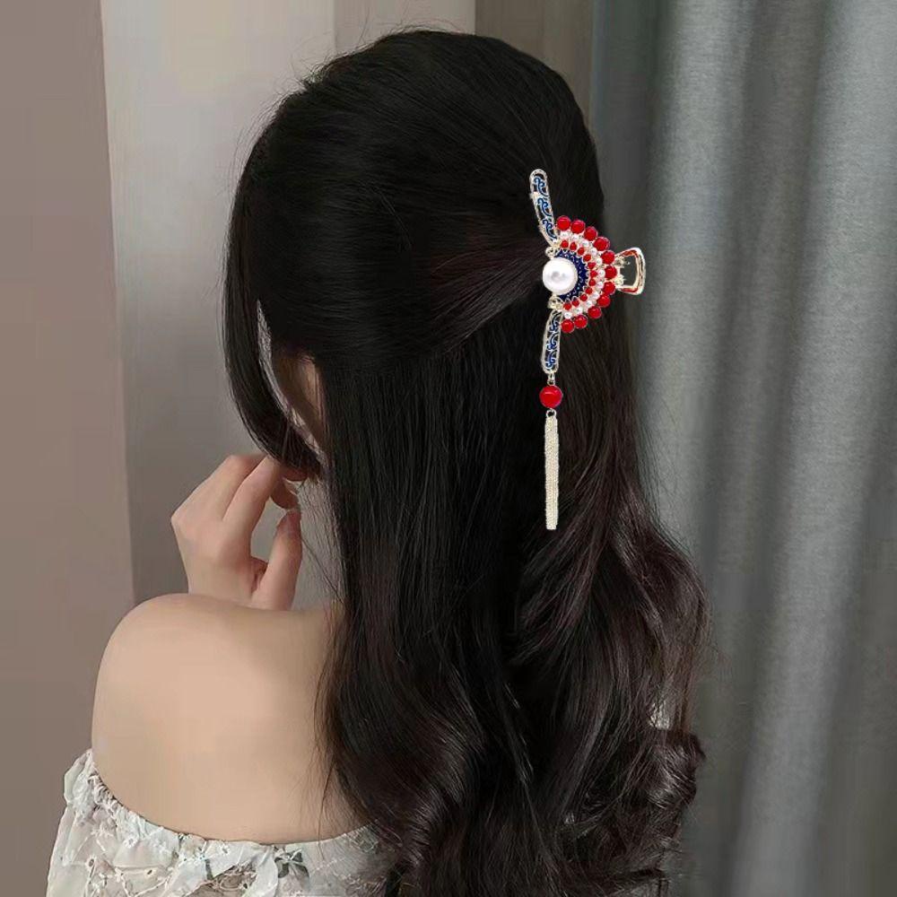 Needway Wanita Cakar Rambut Kreatif Artefak Rambut Mutiara Niche Desain Kembali Kepala Hiasan Kepala Hanfu Aksesoris Ponytail Jepit Rambut