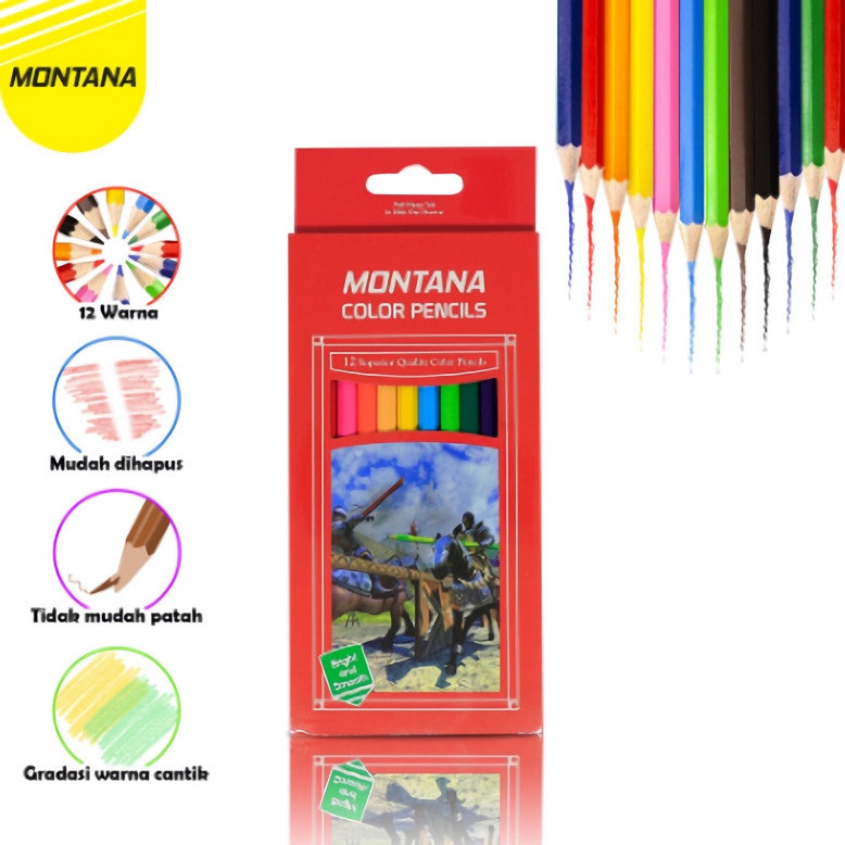 

Pensil Warna / Pensil Warna Kayu Isi 12 Warna Panjang Montana