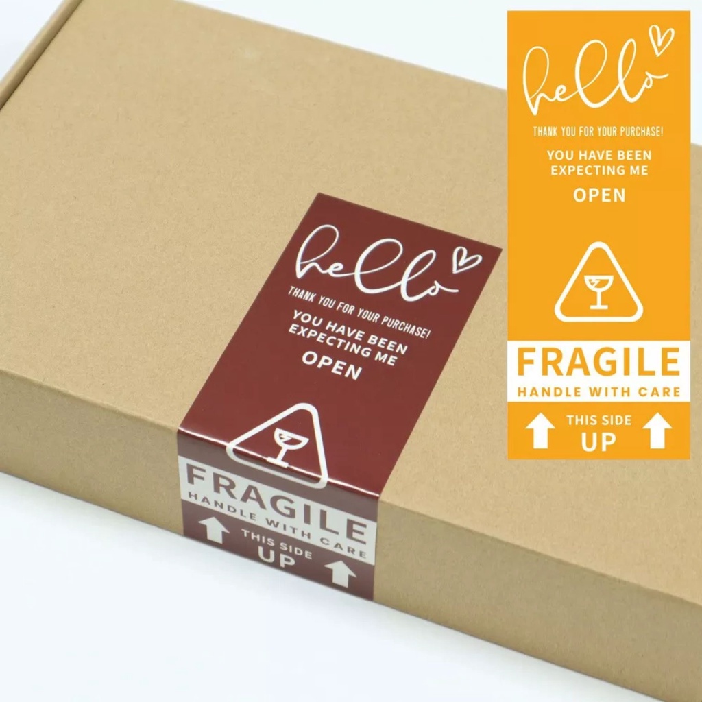 

[35 PCS] Sticker Segel Box Plus Fragile (Seal Box/Label Packaging) Kemasan/Packaging Bisa Custom Size 4,5cm x 9,5cm