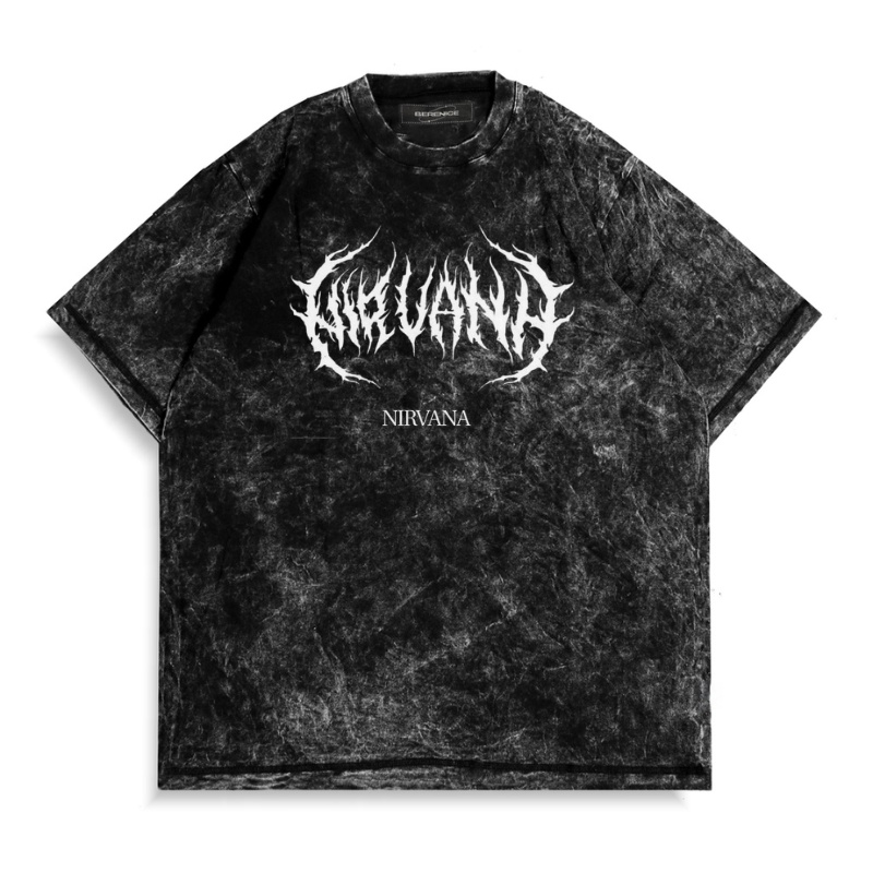 T-SHIRT DISTRO SANDWASH OVERSIZE PRIA WANITA METAL NIRVANA | KAOS SANDWASH DTF OVERSIZE